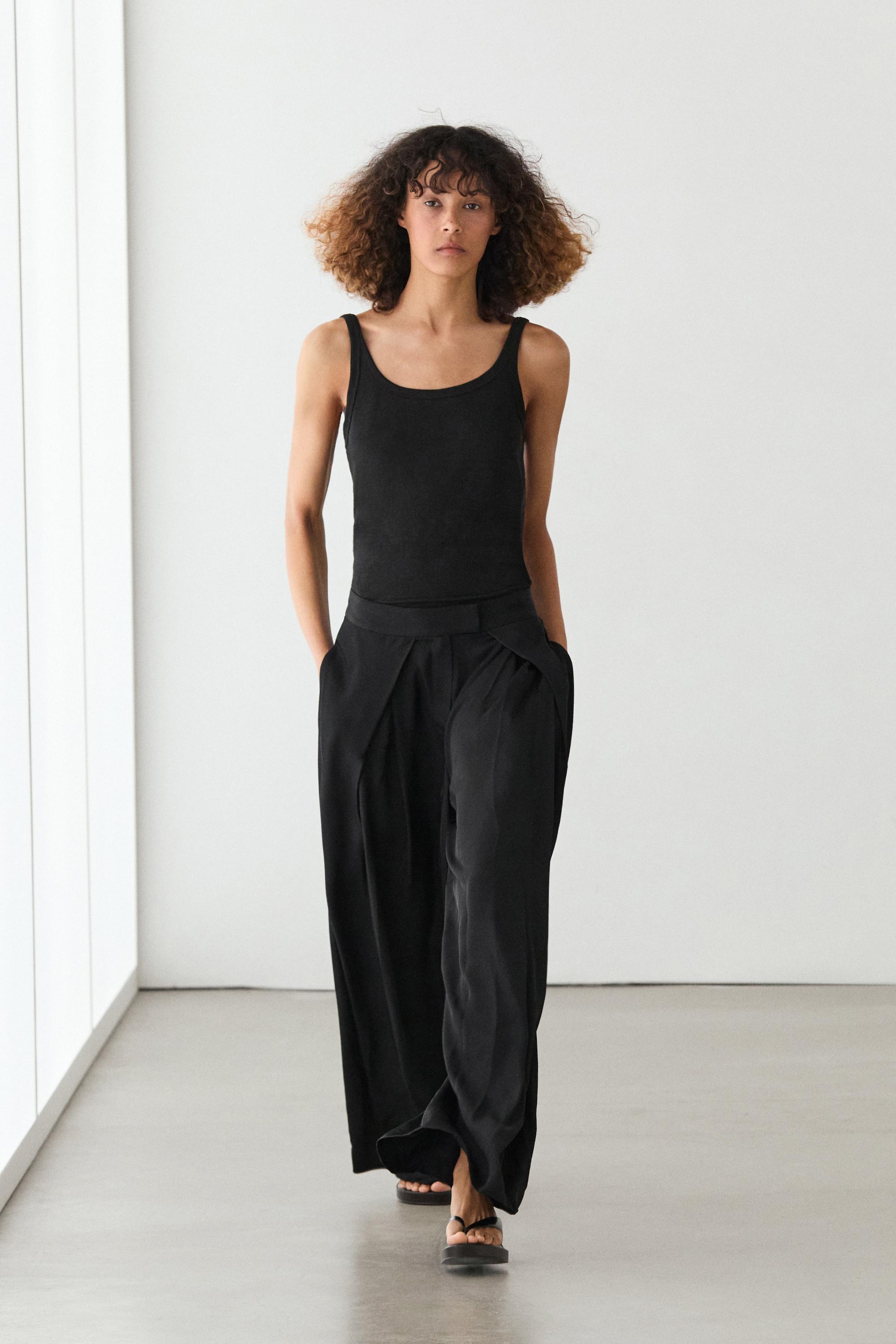 Satin trousers with darts